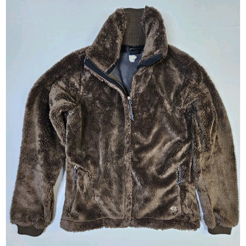 Mountain Hardwear Jacket Women's Sz Small Brown Plush Pile Fuzzy Full Zip Fleece